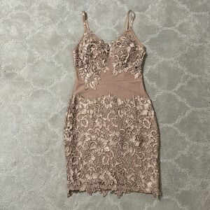 Beautiful Blush Dress with Lace Appliqué